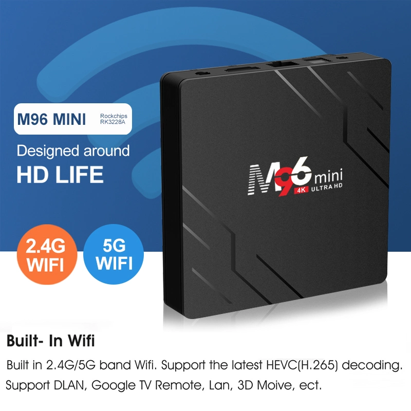 M96 Mini TV Box Cheap Android Smart IPTV Decodificador 2GB de RAM 16 GB de ROM Reproductor de Youtube Google 2g16g RK3228A 2.4G/5G WiFi dual 9.0 de Android TV Box