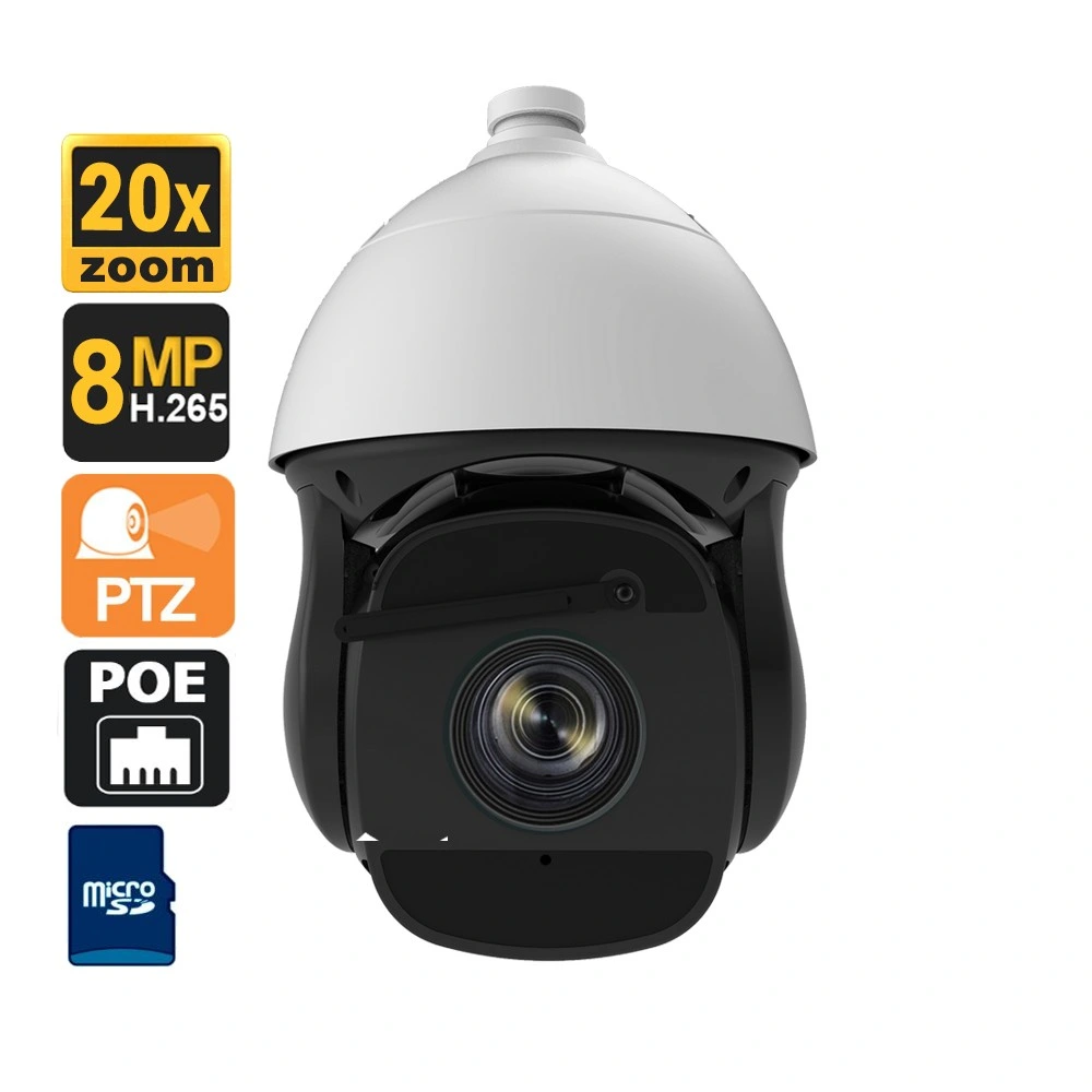 8MP 20X Optical Zoom Camera CCTV IR500m Laser Security Network IP66 PTZ Camera