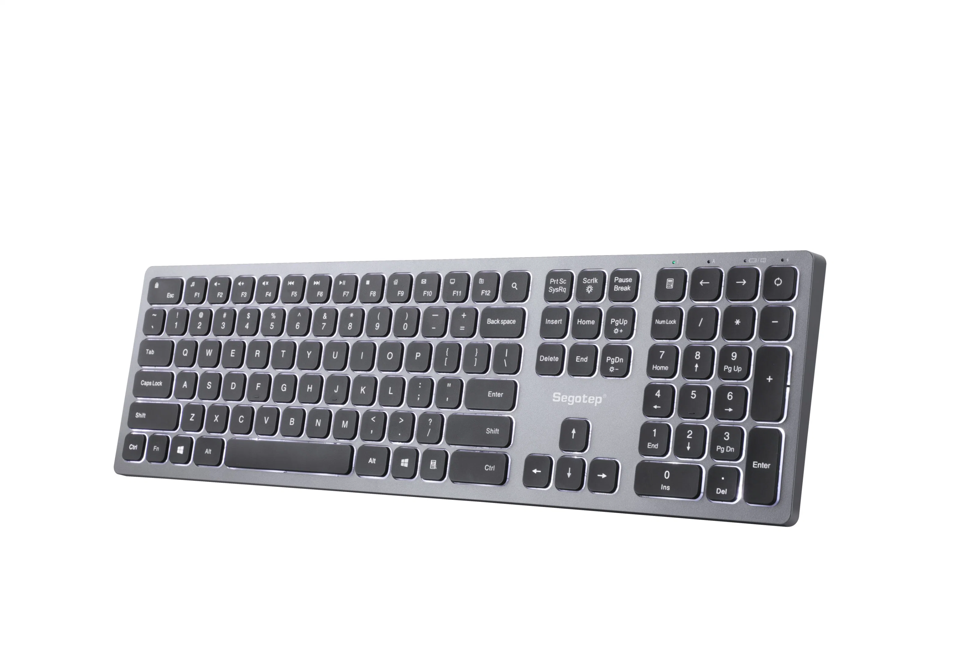 Segotep KB-002 Wireless-Tastatur, CompX 2,4GHz Ultra Slim Computer Keyboard, Full Size ergonimic Keyboard mit Ziffernblock für Laptop, Computer, Desktop, PC