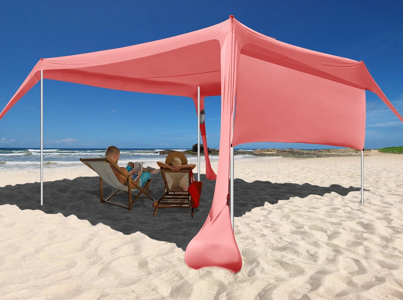 2023 New Family Beach Tent Sunshade, Canopy Pop up Sun Shelter 4 Pole with Carry Bag for Beach