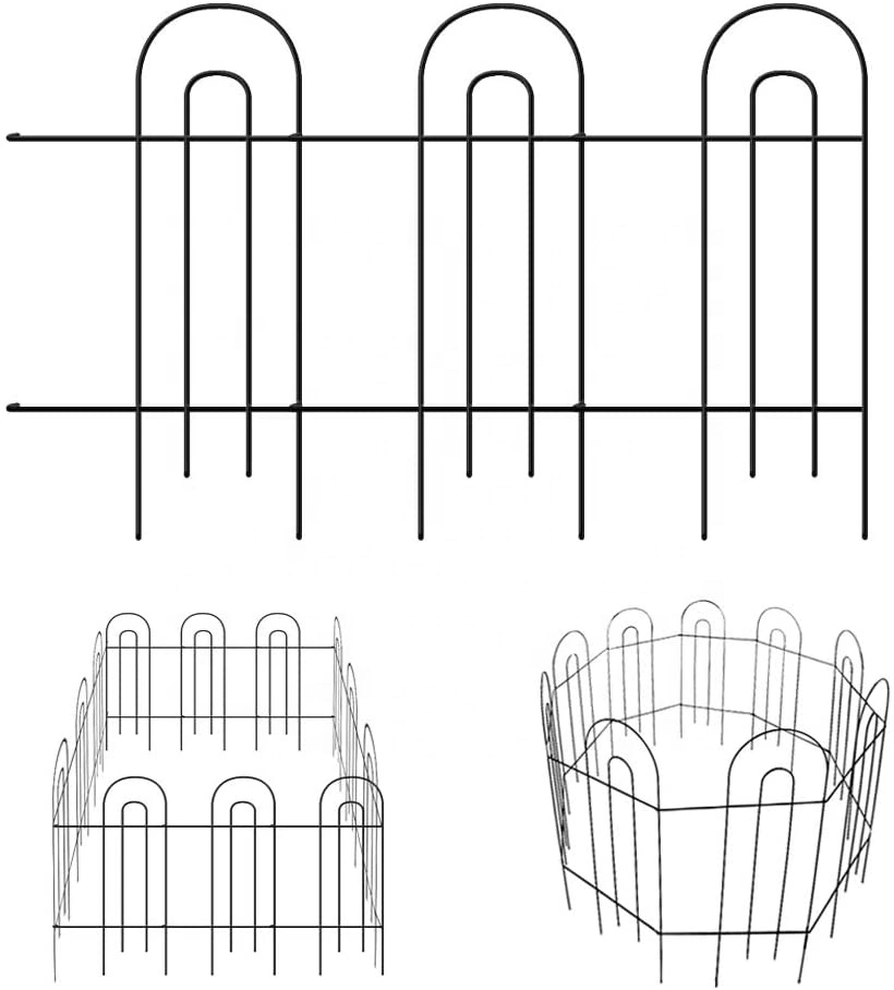 Black Metal Wire Garden Border Fence 10FT Arch Folding Wire Garden Fence