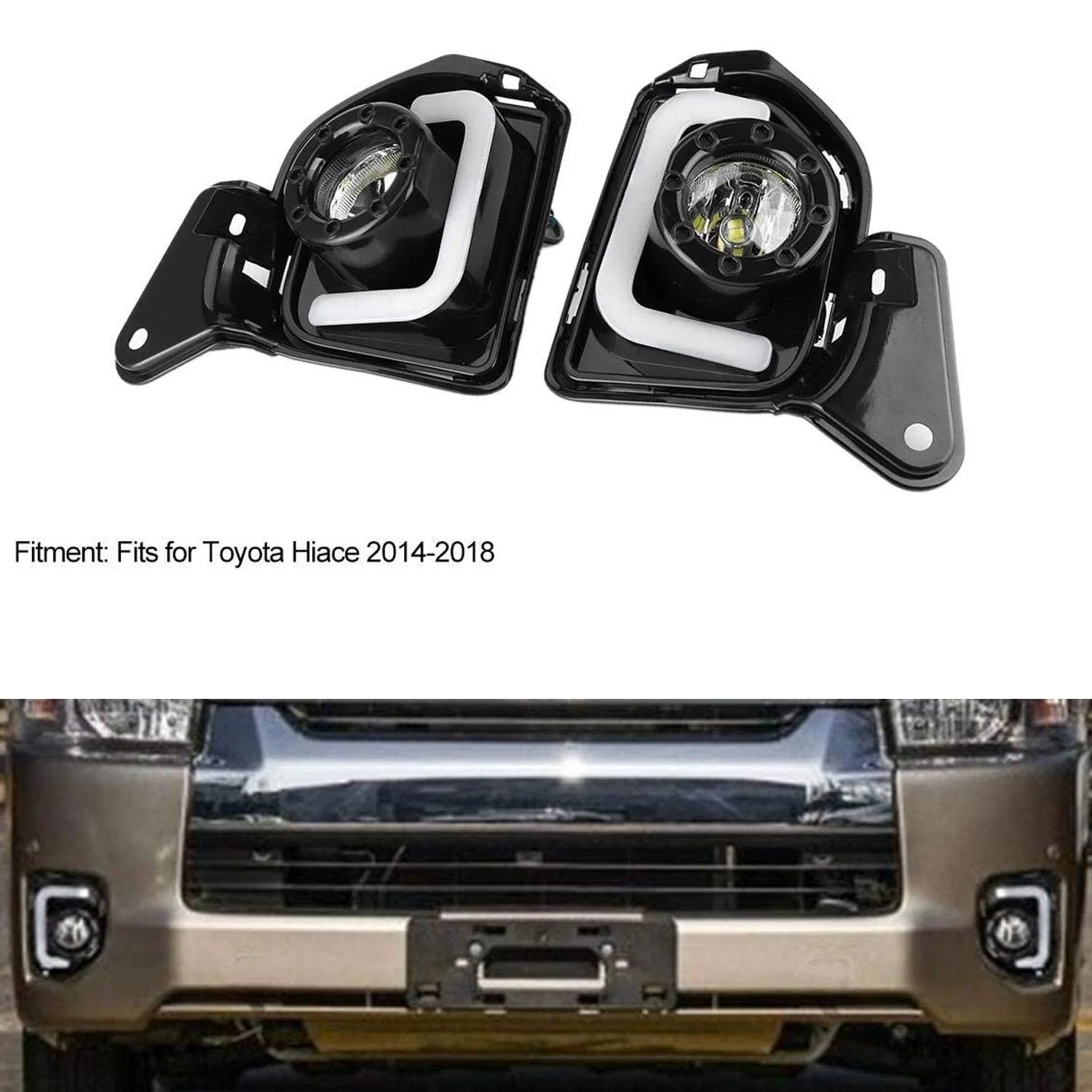 Car Accessories Auto Lamp LED Fog Lamp Fit for Toyota Hiace 2014-2018 Flowing Light