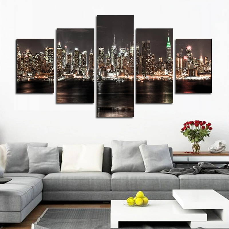 City River in The Night Round or Square Drill Diamond Embroidery Kits Home Decoration Gift DIY Full Diamond Painting 5 Panels DIY Craft