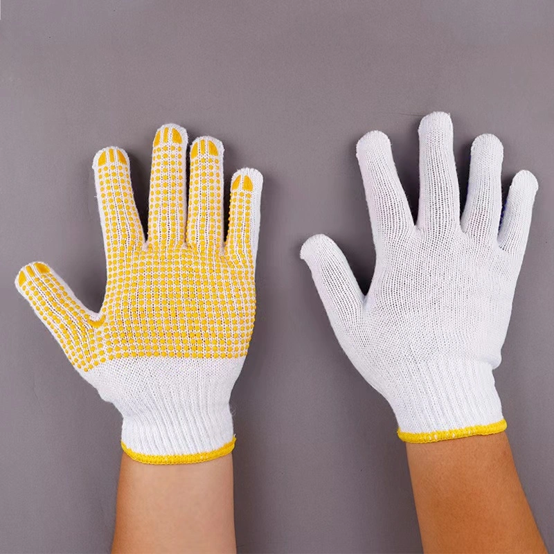 Wholesale/Supplier Cotton Poly Resistant Knitted Dotted PVC Coated Safety Gloves