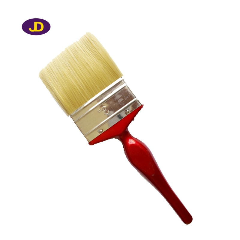 Polished Wooden Handle Pure White Boiled Bristle Painting Tool