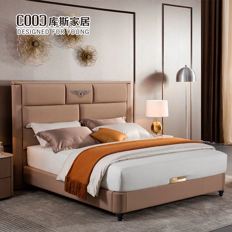 Custom Modern Hotel Queen King Full Size Bed Bedroom Furniture Luxury Upholstered Bed Frame with Headboard