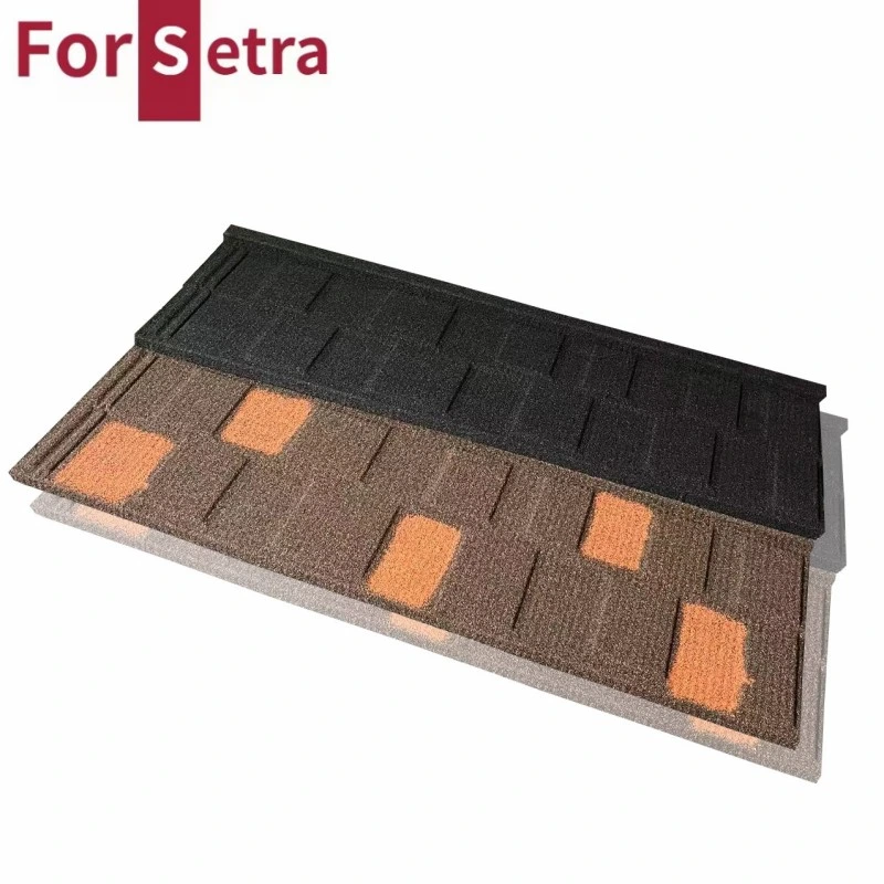 Germany France Spanish UK Norway Metal Shingle Type Stone Chips Coated Metal Alu-Zinc Roof Tile