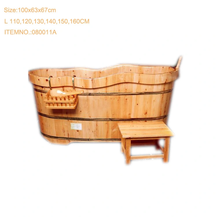 Cheap Freestanding Teak Solid Round Hinoki Chinese Cedar Small Bamboo Wooden Bathtub