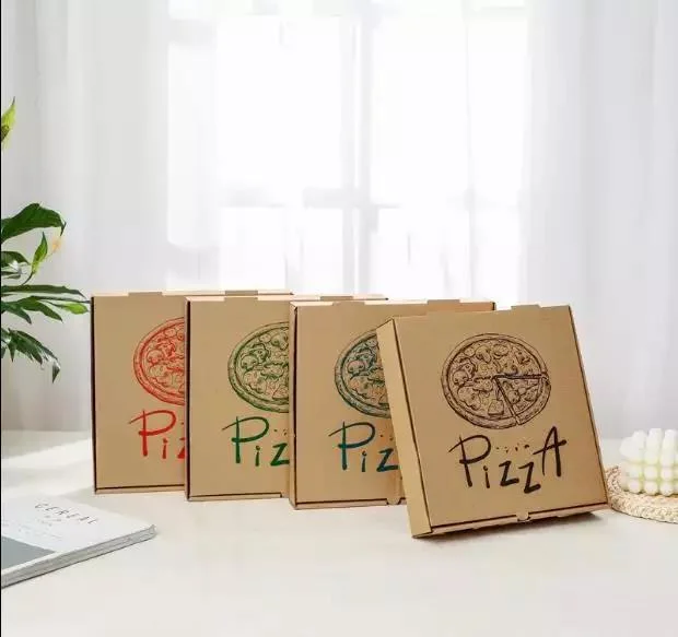 Venta caliente Logotipo personalizado elegante Brown Kraft caja de pizza de papel Carboard