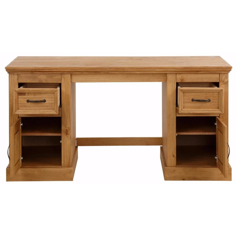 Custom Latest Rustic Modern Wooden Executive Table Luxury Wood Home Office Working Desk with Door and Drawers