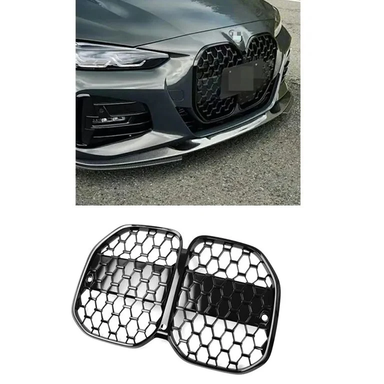 Grille de voiture ABS pour BMW série 4 G22 2021+ Noir Calandre de pare-chocs avant de voiture de style diamant