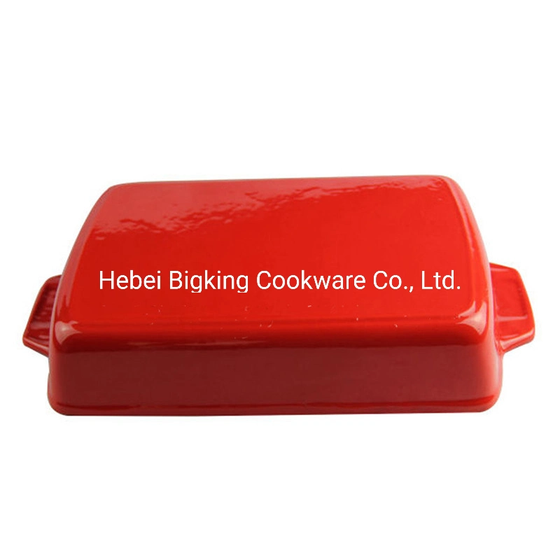 Enameled Rectangular Cast Iron Cooking Roasting Cookware Pan for Table Dish Plate FDA Approved