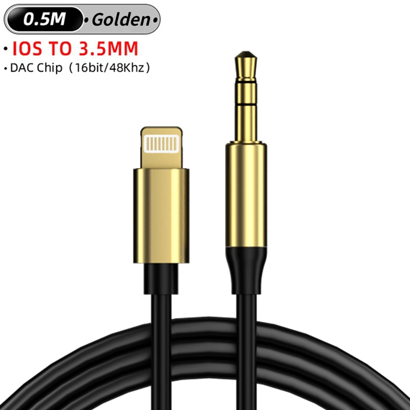 New Lightning to 3.5mm High Transmission Anti-Noise Aux Interface Aluminum Alloy Headphone Car Speaker Audio Cable