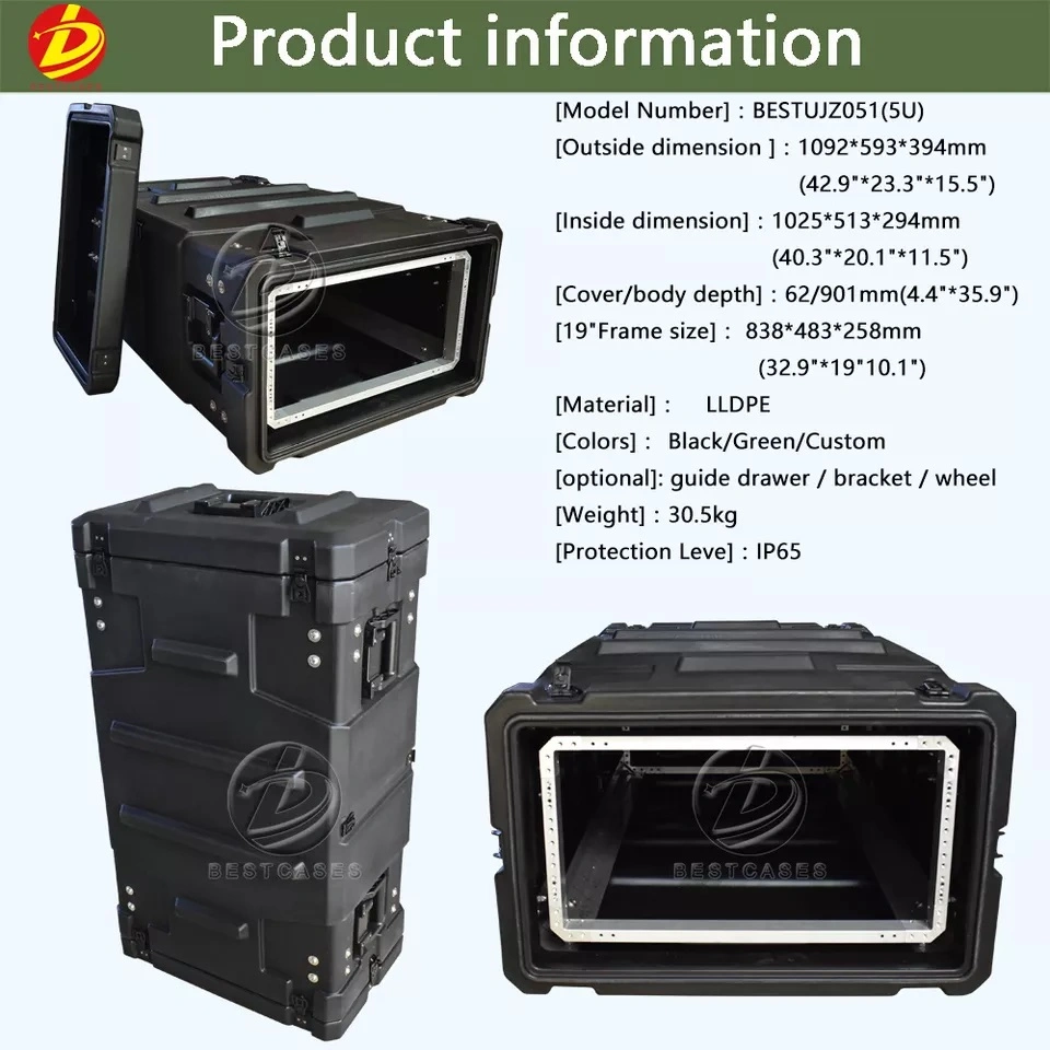 IP65 High quality/High cost performance Long Size 5u Shock Rack Mount Case by Rotomolding Moulds