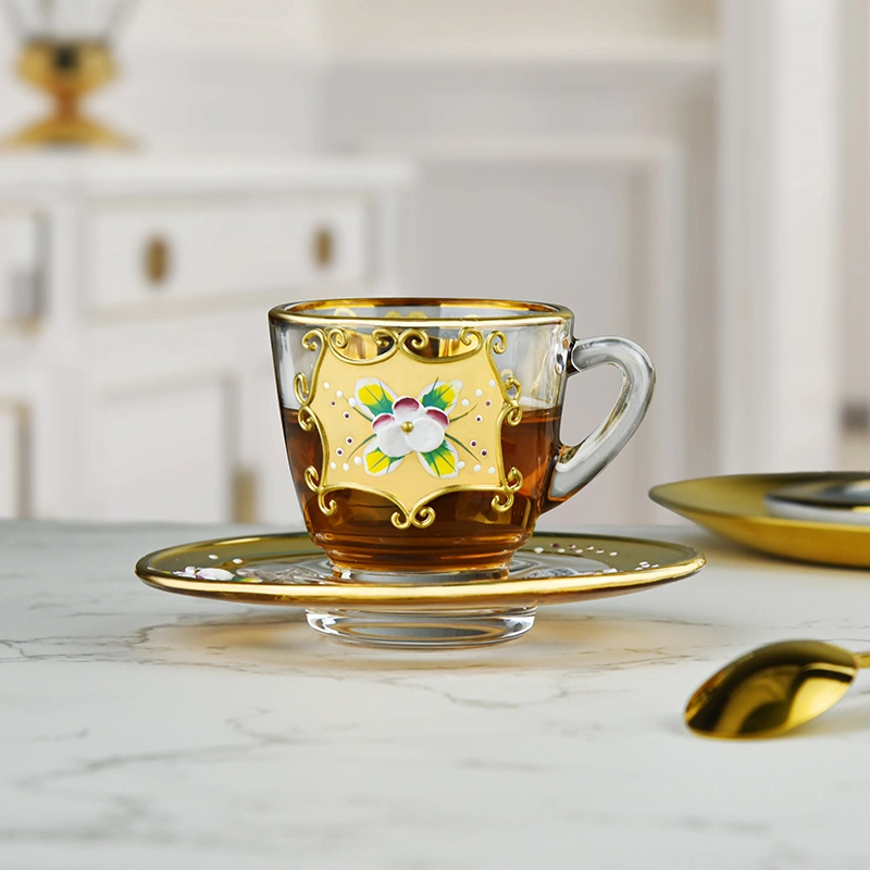 Wholesale Arabic Coffee Cup Glass Teacup Turkish Tea Cup Sets