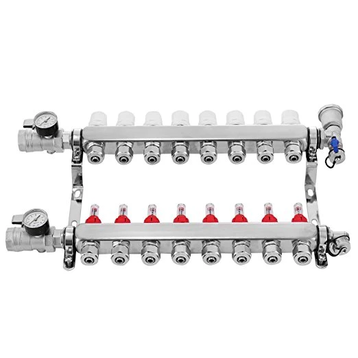 Supplier of Flowmeter Radiant Under Floor Pex Heating Manifold with Stainless Steel Body with 2-12 Loops