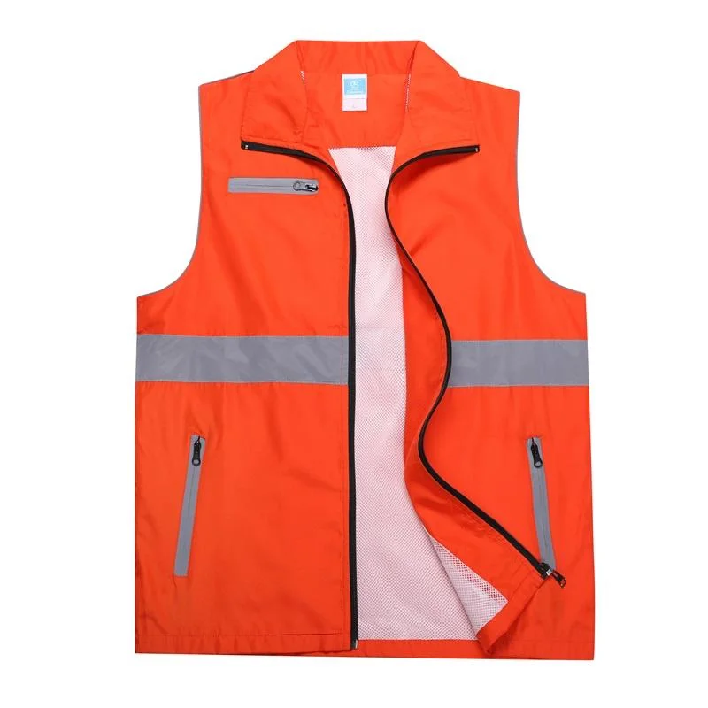 Reflective Strip New Zipper Pocket Safety Work Vest