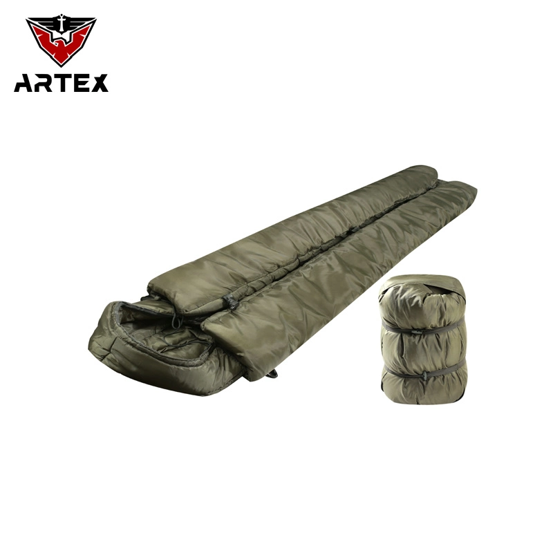 Camping al aire libre 210t impermeable ligero entrenamiento de combate táctico verde Camping Saco de dormir