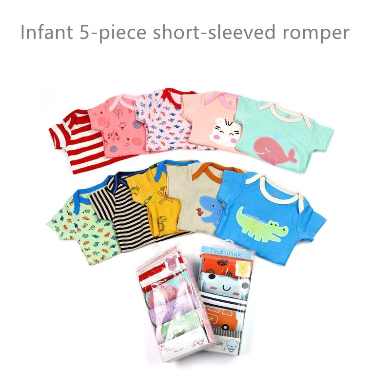 Vêtements pour bébés en coton biologique Rompers à manches courtes 5 en 1