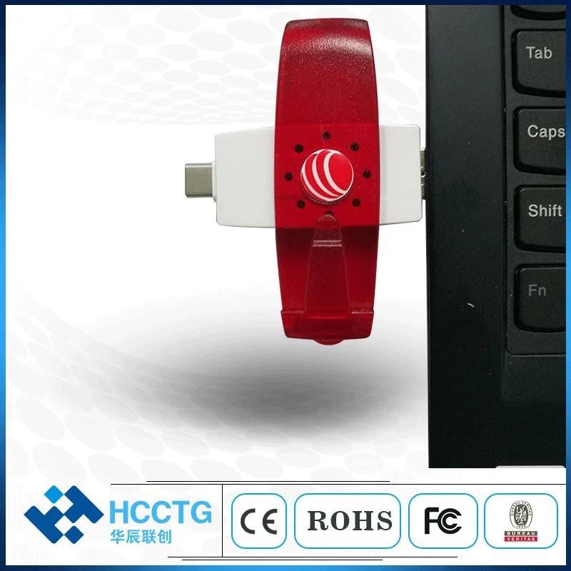 USB PC/Sc RFID Contactless NFC Smart Card Reader with USB Type a and Type C Dual Connectors (DCR37)