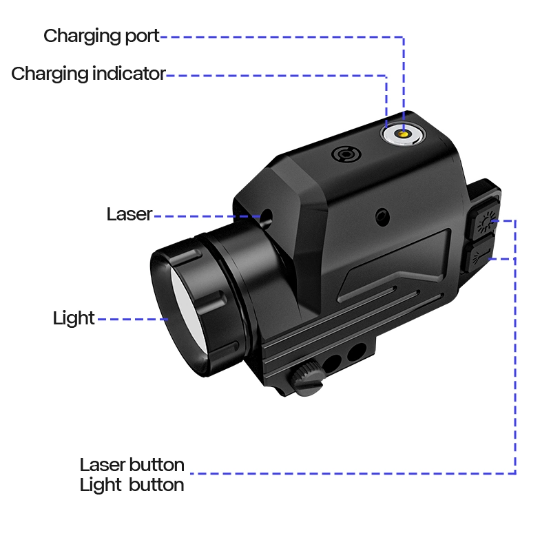 Hunting LED Flashlight IR Tactical Laser Sight Combo for 20mm Rail Mini Glock Gun Light Scope