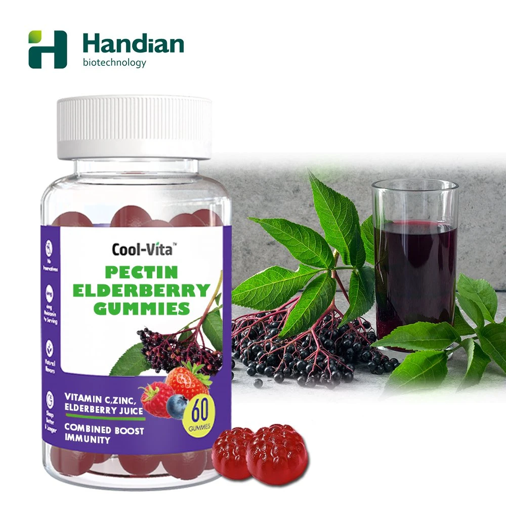 La pectina gomosa Elderberry Plus el zinc y vitamina C, suplementos dietéticos a base de hierbas con sabor a bayas pegajosas para adultos, adolescentes y niños