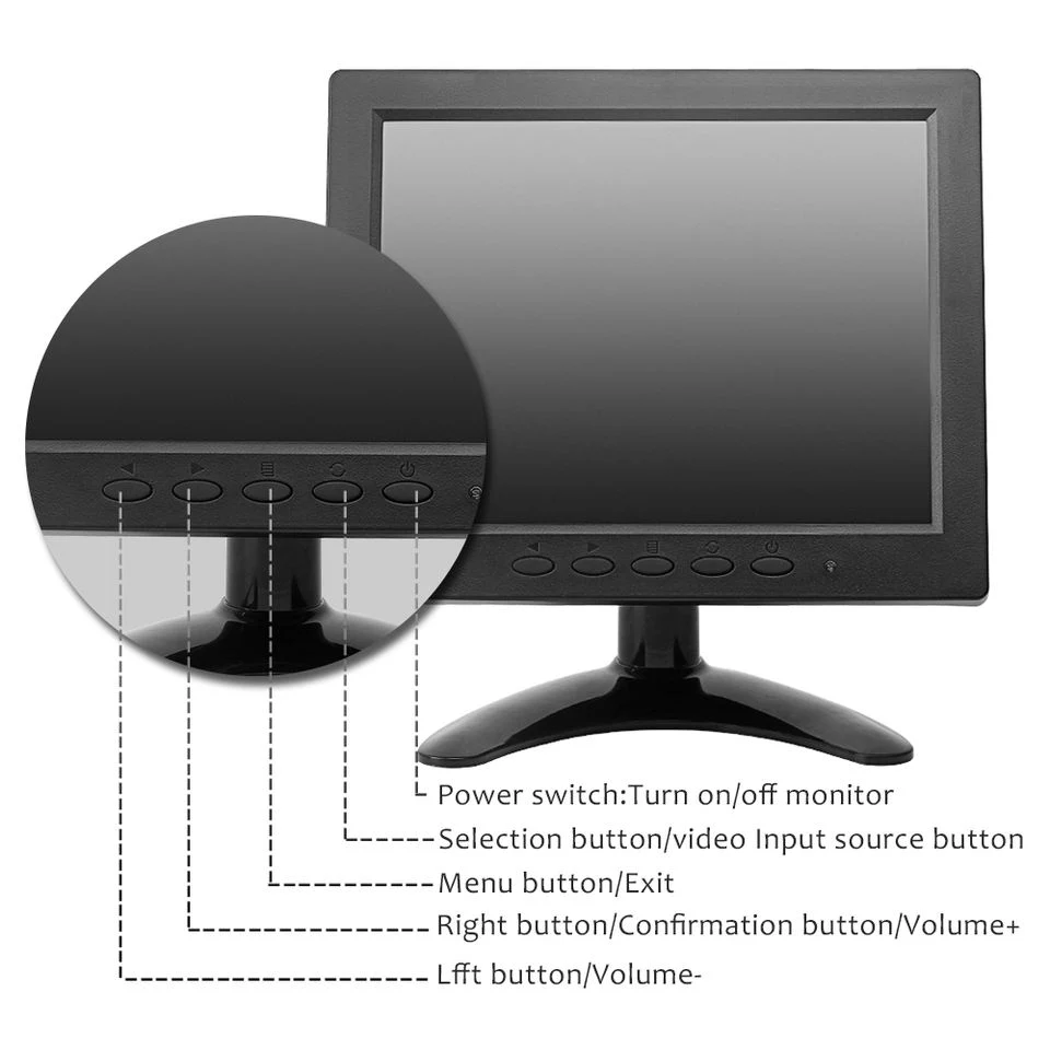 LCD de 8 polegadas USB Full HD CCTV para montagem em parede de automóveis Pcap Monitor de ecrã táctil