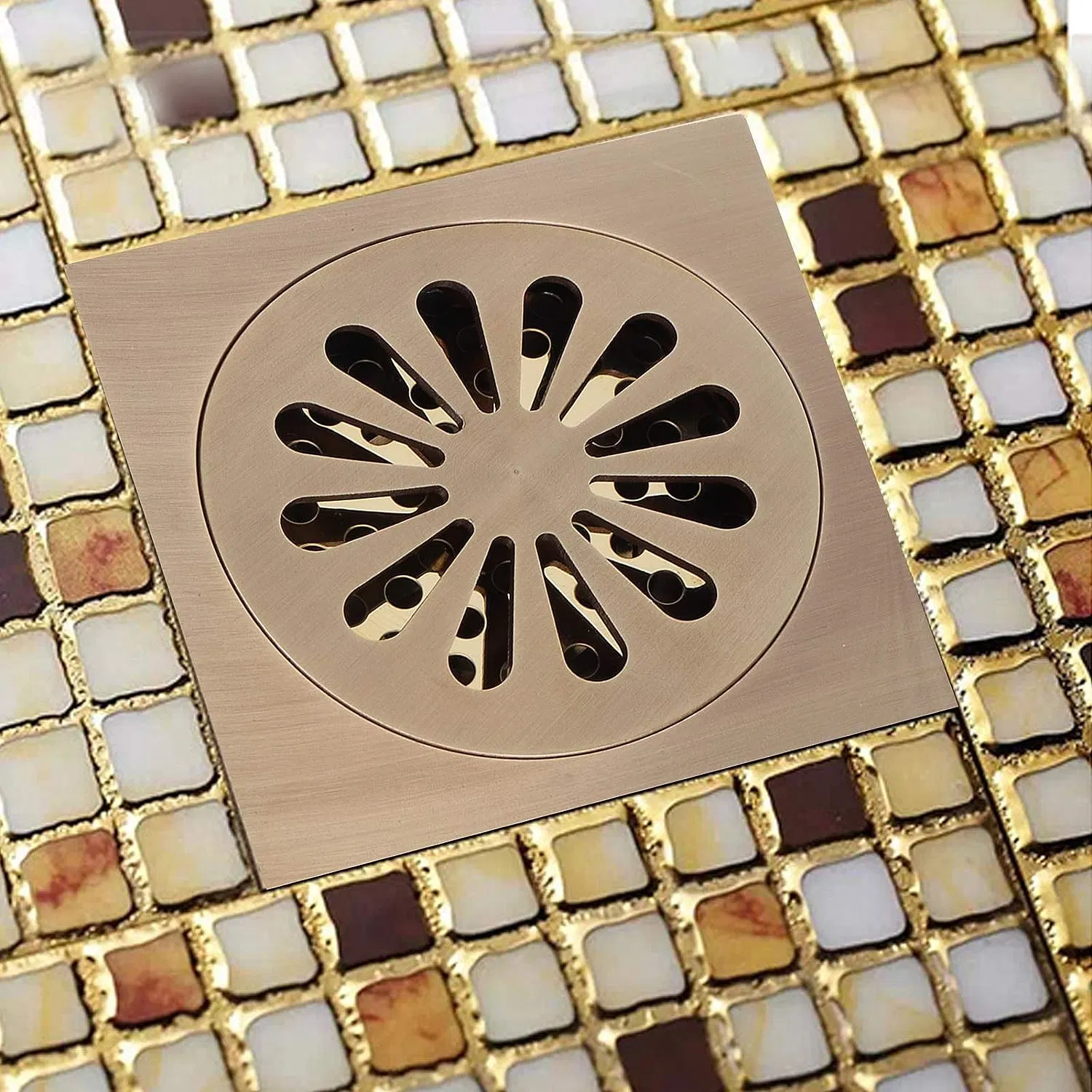 Shower Drain Cover European Style Antique Copper Floor Drain for Bathroom Toilet