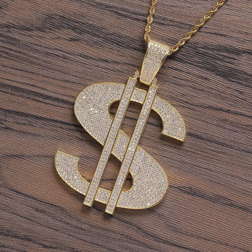 Модные ожерелья Аксессуары $Pendant Large Dollar Sign Pendant Street Тренд ожерелье циркона