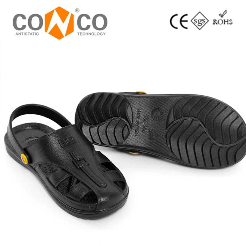 Conco Spu Black ESD Antistatic Safety Slipper with Crossed Face