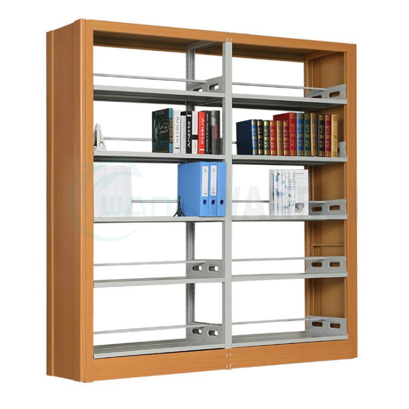 Double Side Steel Wooden Bookstore School Library Furniture Book Shelf Display Book Rack