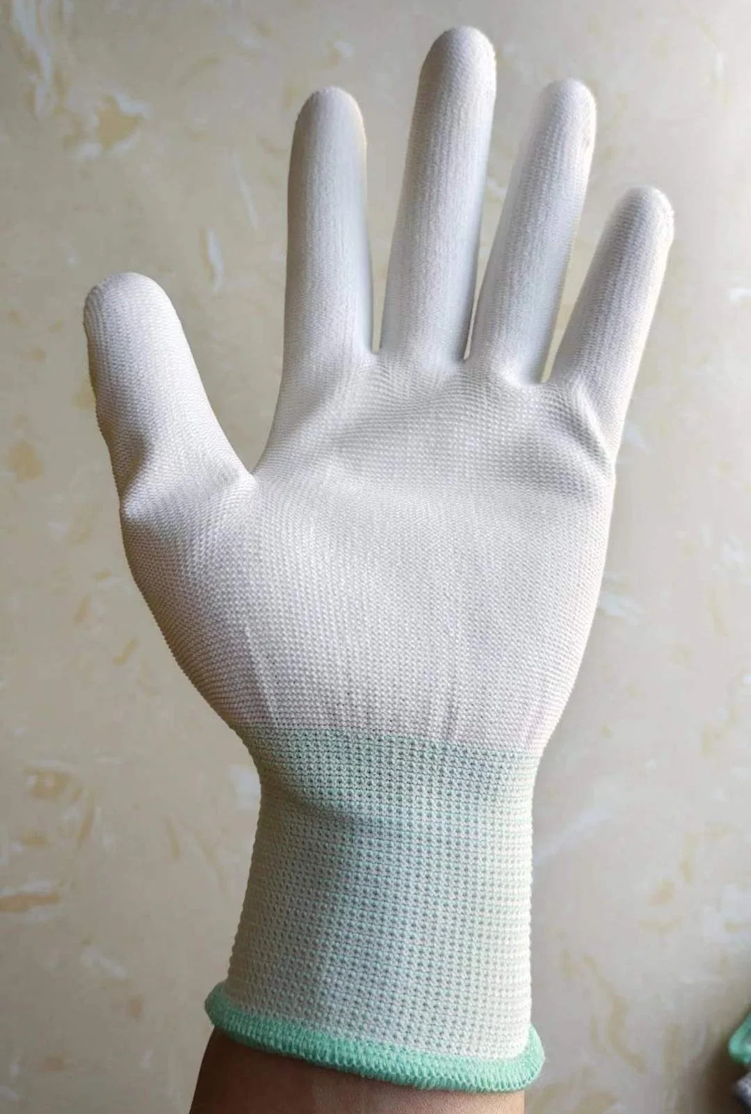 Summer Style White Lightweight Knitted Nylon PU DIP Coated Palm Work Gloves