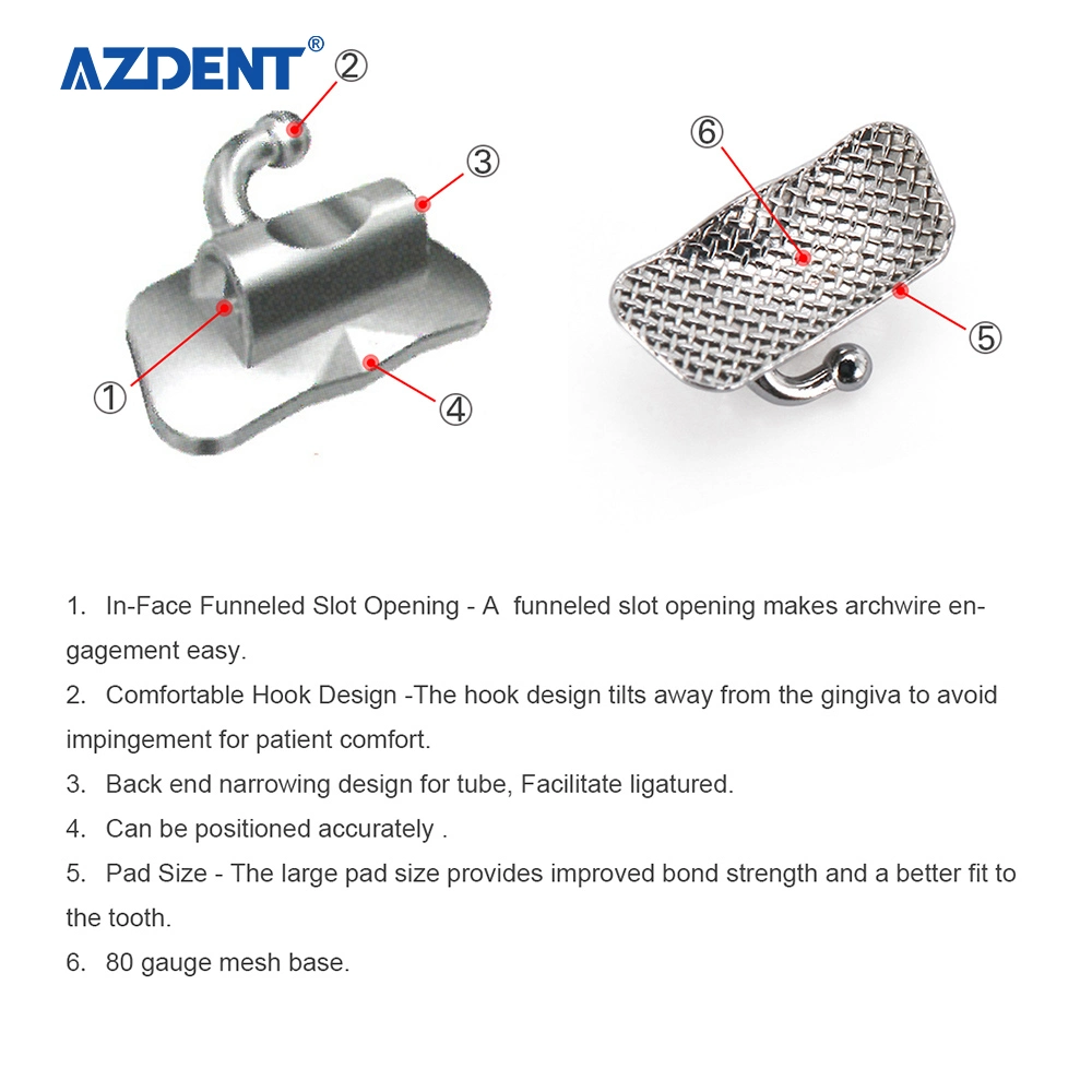 Azdent Bondable Non-Convertible Dental Orthodontic Buccal Tubes Edgewise 0.022