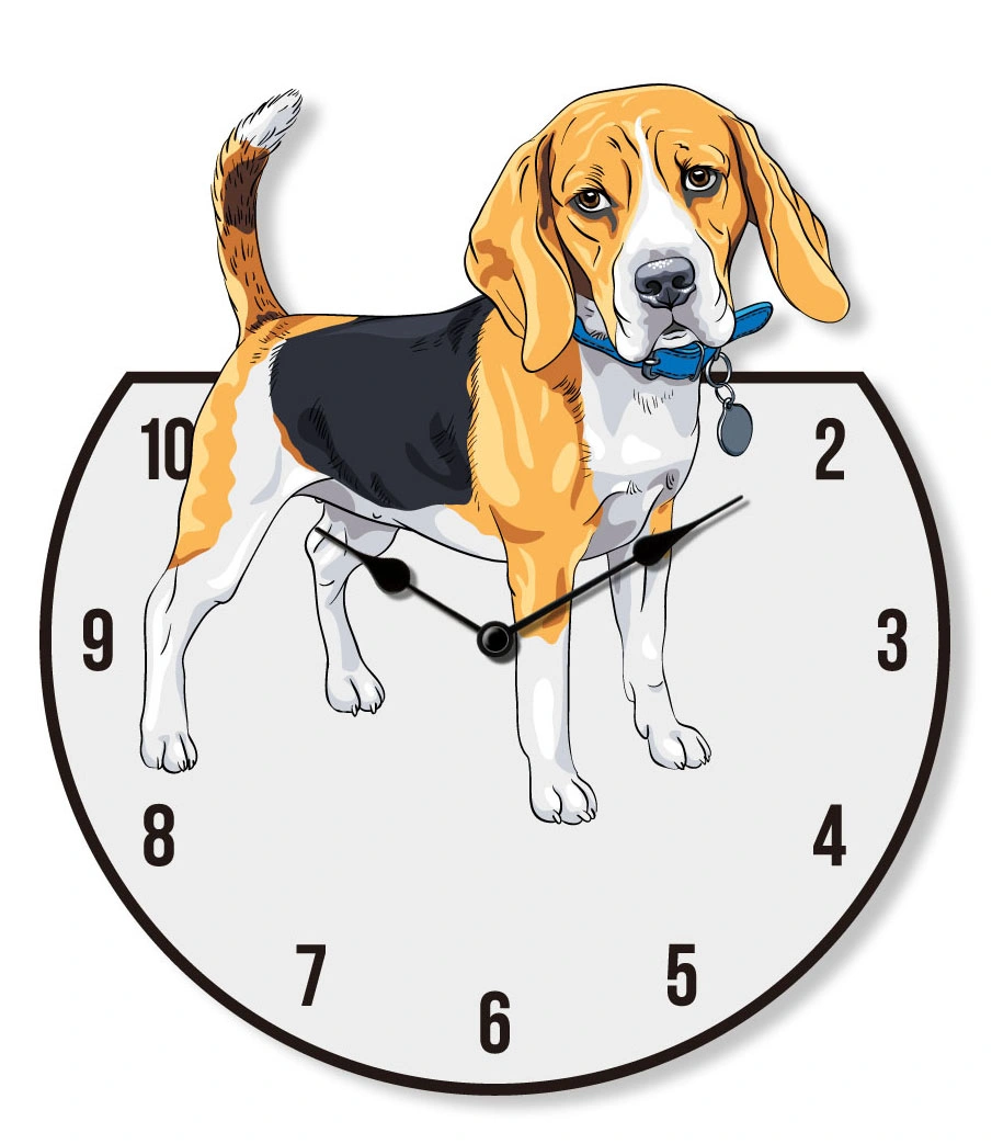 MDF Animal de la familia de perros de reloj de pared Reloj de regalo para niños