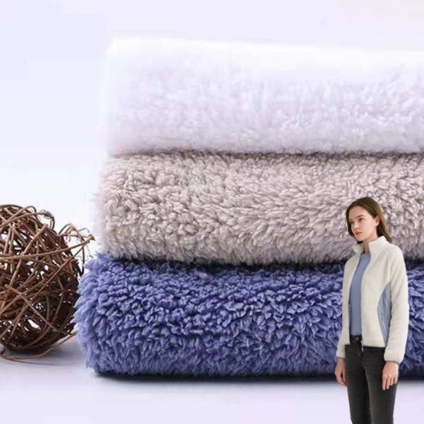 100% Polyester Shu Velveteen Fleece Fabric with Dyed Windproof Downproof Soft Garment Outdoor Fabric Faux Fur Sherpa Fleece Fabric Shu Velveteen Knitted Fabric