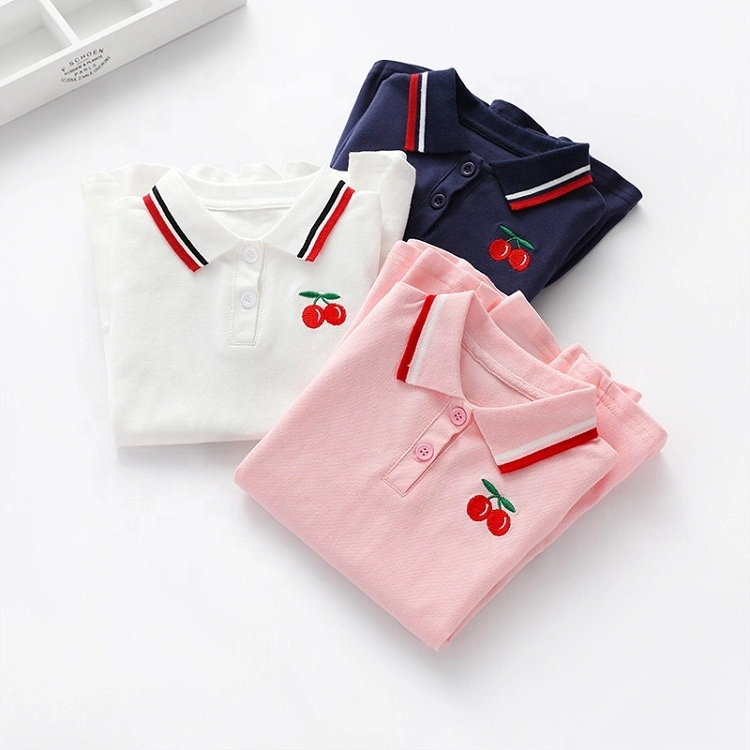 Children Dress Spring Summer Turn-Down Collar Kids Short Sleeve Dresses Toddler Baby Girls Summer Cotton Polo Dress