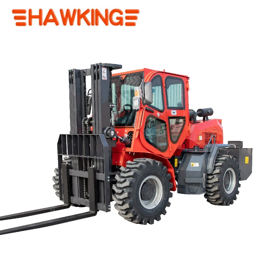 China Four Drive Wheels Chinese All Rough Terrain off-Road Fork Lift Forklift Trucks CE ISO Japanese Engine Factory Manufacturers Challenging Workingenvironment