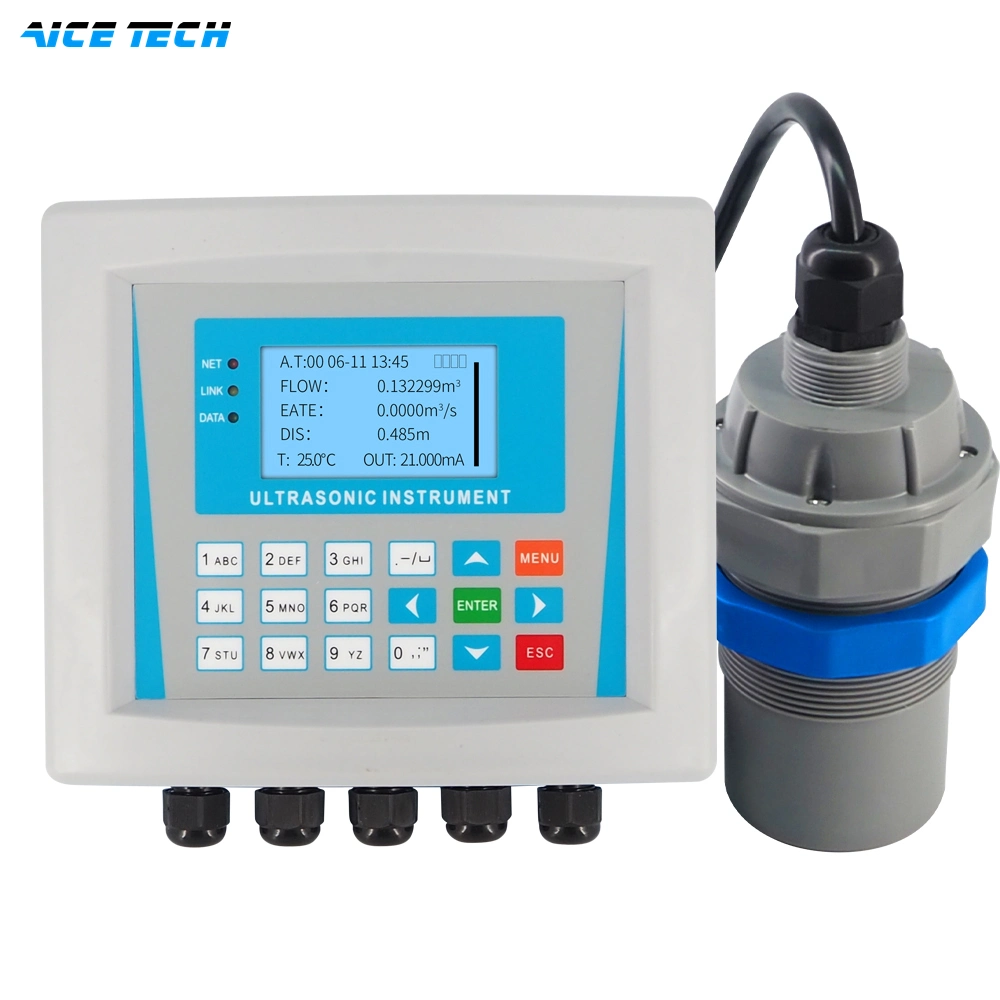 Aice Tech Ultrasonic Water Level Measurement قناة مفتوحة مياه الصرف الصحي مضمنة مقياس التدفق