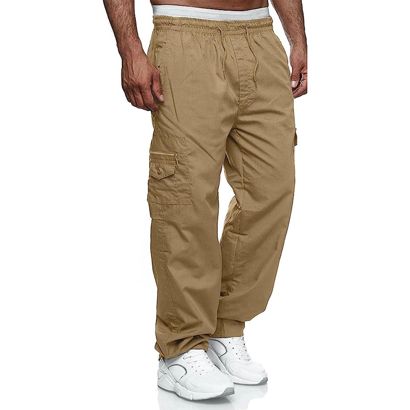 Mens Cargo Pants Casual Drawstring Athletic Jogger Sports Outdoor Trousers