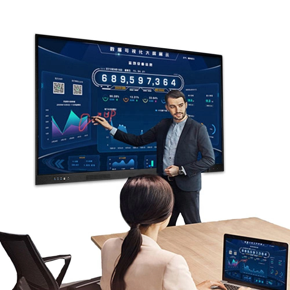 شاشة عرض إلكترونية SmartBoard كبيرة بحجم 65 بوصة و75 بوصة 86 بوصة بسعر شاشة LCD كبيرة لوحة مسطحة تفاعلية رقمية ذكية تعمل باللمس مزودة بشاشة تعمل باللمس جهاز تلفزيون مزود بلوحة معلومات متكامل