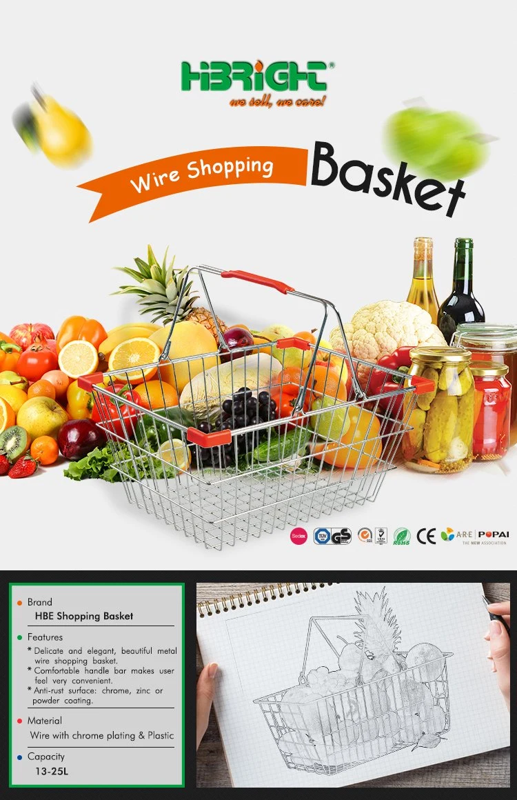 Chrome Zinc Steel Metal Wire Shopping Basket