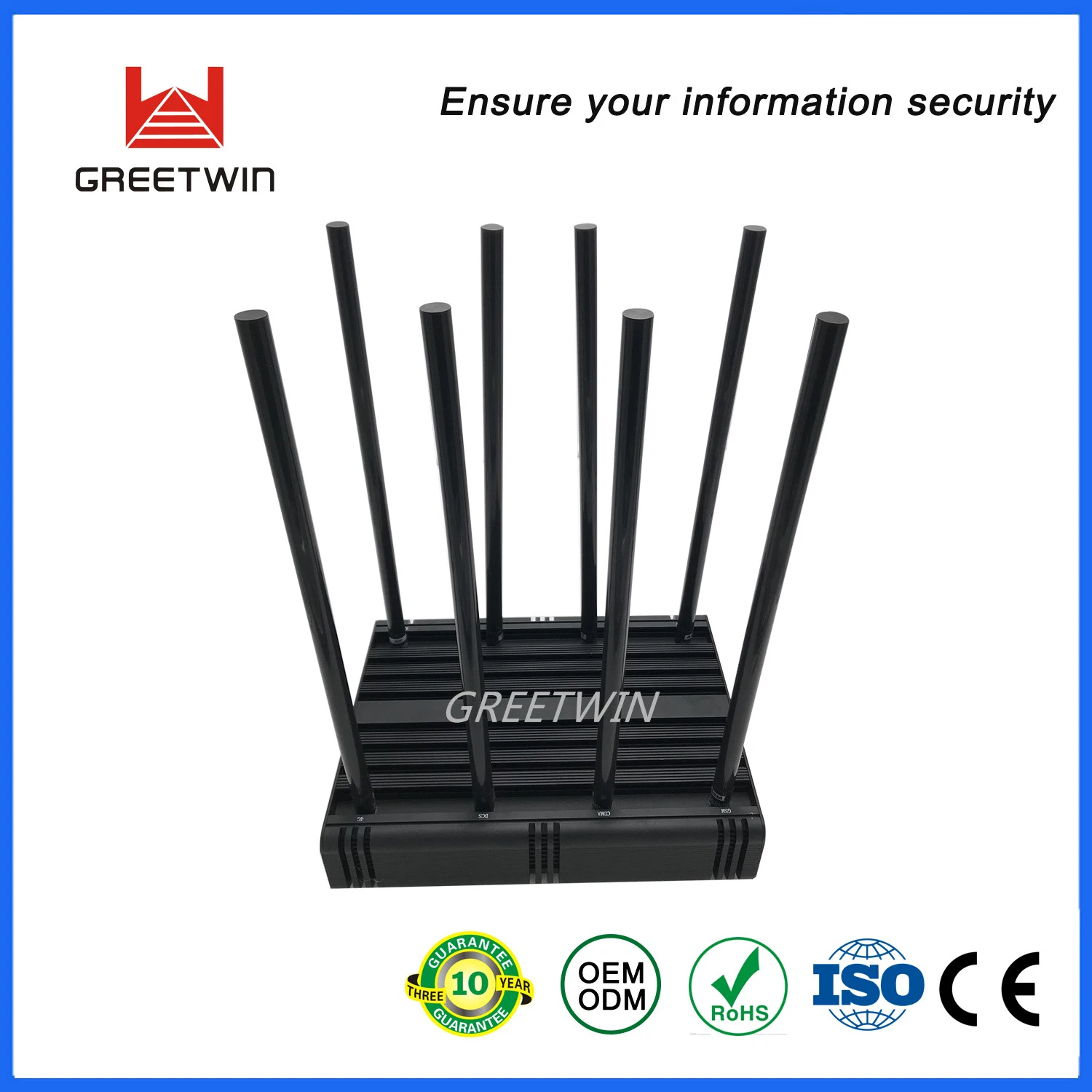 80W 8 Antennas Desktop Signal Jammer GPS WiFi CDMA Car Jammer