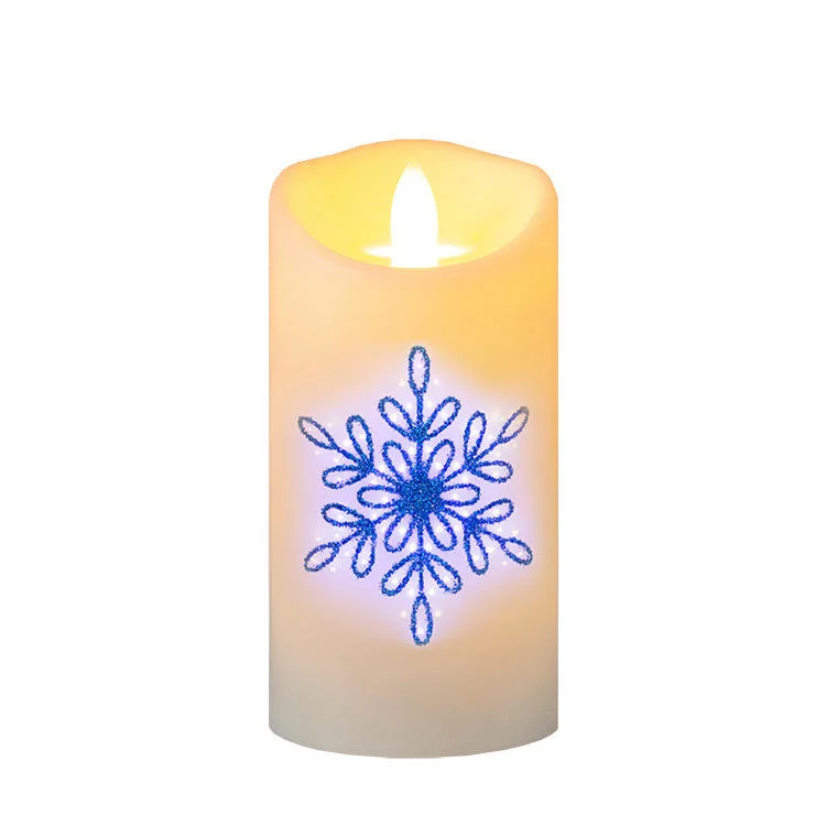 1pk Flameless Plastic Candle with Fiber LED Pillar Candles