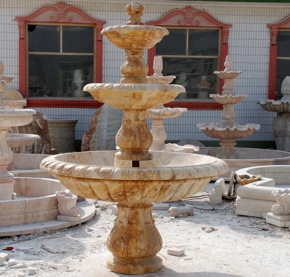 Egypt Cream Marble Stone Sculpture Water Fountain Garden Decorate Fountain (SY-F028)