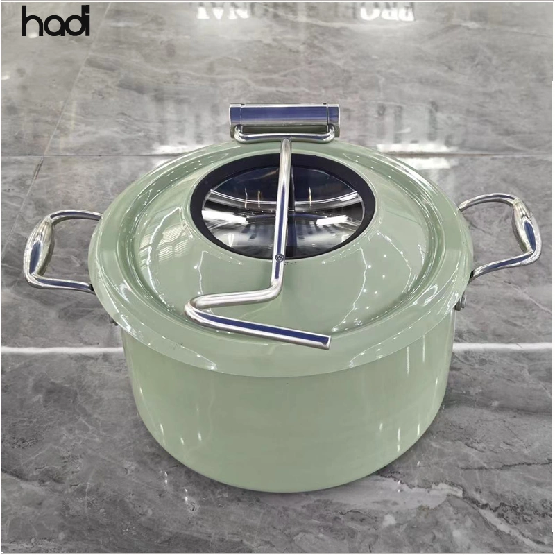 Hadi Catering Electric Induction Chafers Glass Lid 4 Liter Stove Hydraulic Round Yellow Color Elegant Buffet Chafing Dish Food Warmer Wholesale/Supplier
