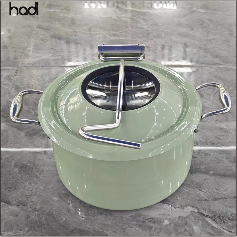 Hadi Catering de inducción eléctrica Chafers Tapa de cristal 4 Litro Ronda hidráulica de la estufa elegante color amarillo la rozadura de Buffet Comida plato caliente Wholesale/Supplier