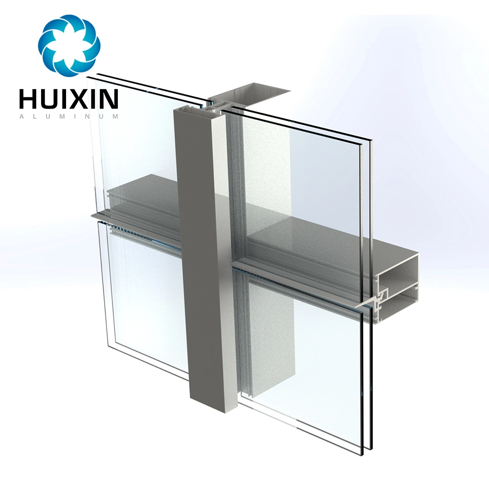 Unitized Aluminium Glass Curtain Wall Aluminium Frame Glass Facade