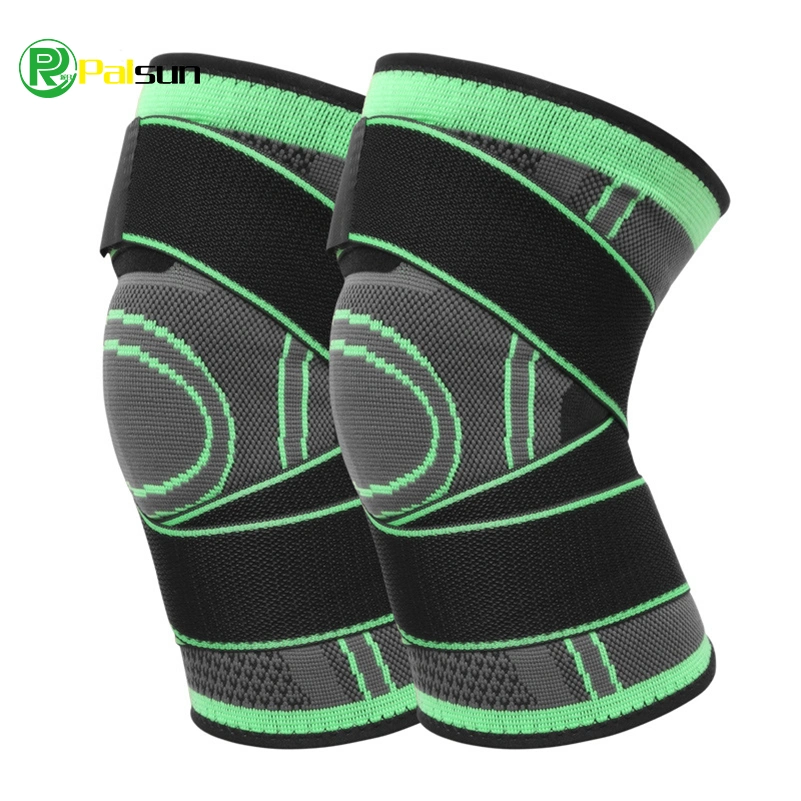 Almofada desportiva para os joelhos com pressão, correia de suporte elástica em nylon tricotada, equipamento de proteção leve e respirável para condução de basquetebol