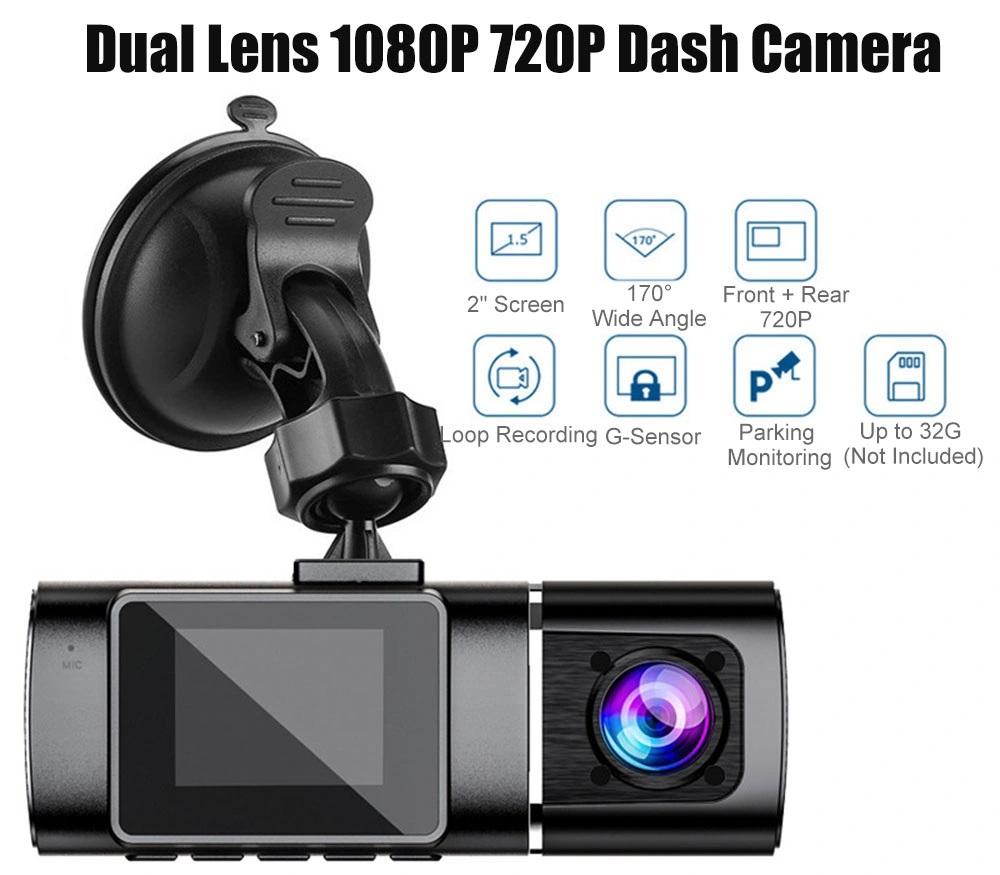 1080P 1.5 Inch Car Dash Cam DVR Dual Lens Camera Recorder Blackbox