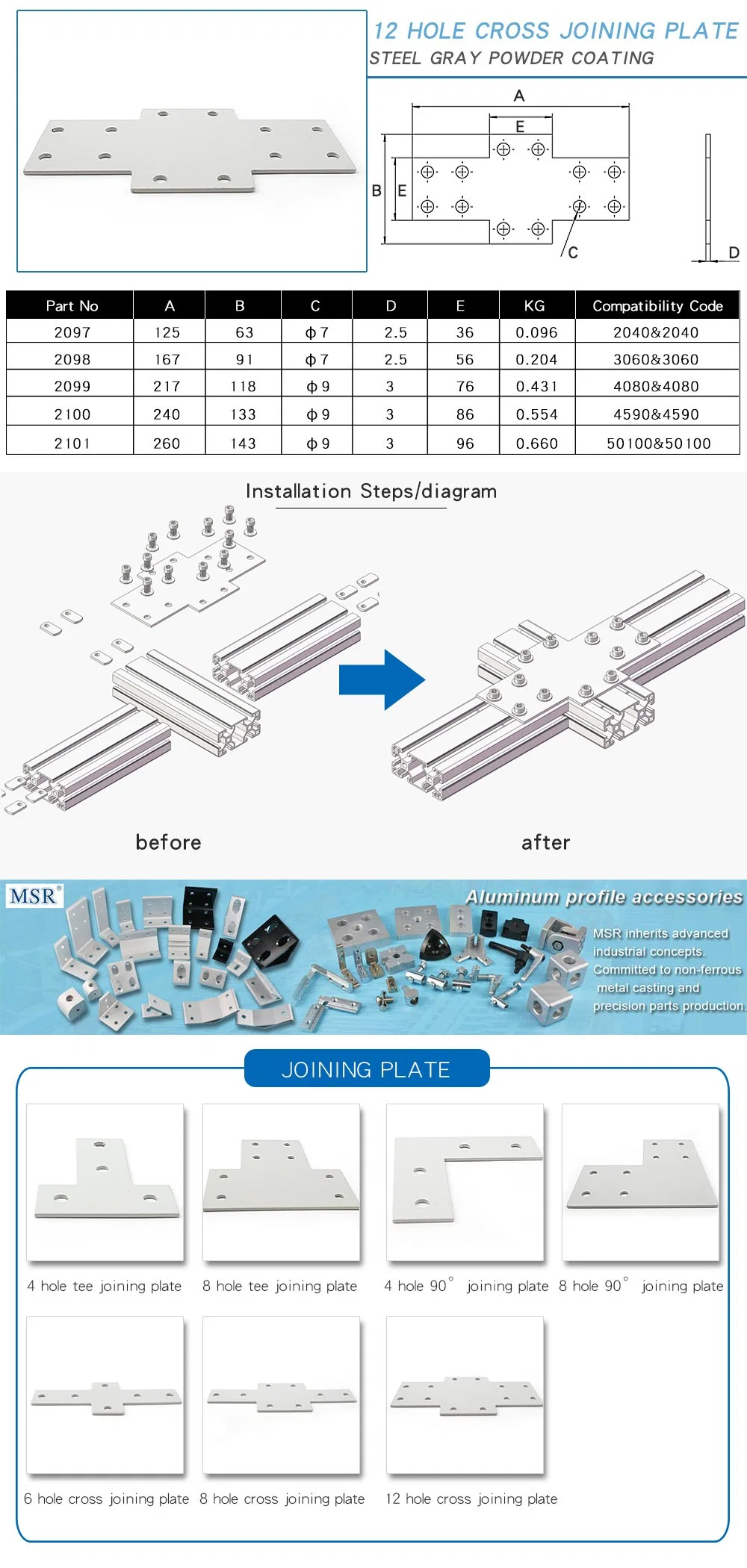 Msr 4590 Crossjoining Plate for Aluminium Profile Extrusion Manufacturer